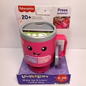 Fisher-Price Wake Up & Learn Pink Coffee Mug Baby Toy Lights Music ABC 123